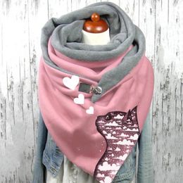 Scarves Womens Warm Scarf Soft Print Button Winter Turban Wrap Scarve Shawls Fleece Men