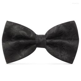 Bow Ties 2023 Fashion Men's For Wedding Double Fabric Black Flower Pattern Bowtie Club Banquet Butterfly Tie With Gift Box