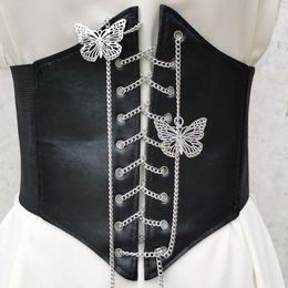 Belts Korea Metal Butterfly Chain Fashion Corset Mall Goth Women Corsets Harajuku High Waist Shaper Luxury Belt Wide CummerbundsBelts