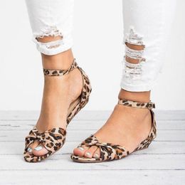 Sandals Summer Women Shoes 2023 Woman Ankle Strap Flat Ladies Leopard Casual Beach Female Footwear