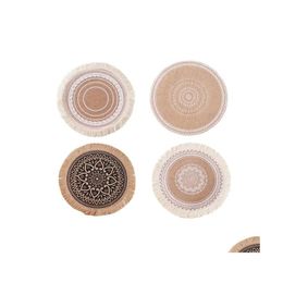 Mats Pads Round Ins Style Tassels Table Nordic Nonslip Placemats Cotton Linen Heat Insation Furniture Decoration Coffee Cup Mat Di Ot21X