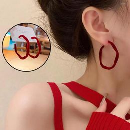 Hoop Earrings Red Velvet Titanium Steel C-Shaped Simple Jewelry Holiday Gifts Exaggeration Party For Women Girls 2023