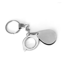 Keychains 8X Metal Portable Folding Magnifier Handheld Glass Lens Keychain Magnifying Jewelry Tool