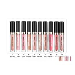 Lip Gloss Liquid Matte Lipstick Non Stick Up Fl Color10 Different Colors Longlasting Waterproof Easy To Wear Beauty Glazed Lips Base Dh13S