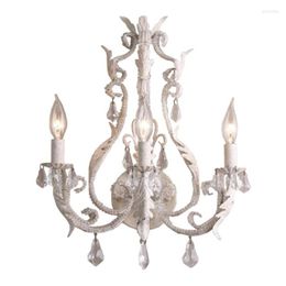 Wall Lamps French Antique Finish Metal Led Lamp Lustre Crystal Bedroom Lights Loft Light Fixtures Foyer Sconce