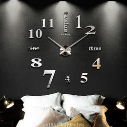 Wall Clocks 2023 Home Decoration Big Mirror Clock Modern Design 3D DIY Large Decorative Watch Unique Gift