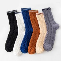 Women Socks 6 Pairs/Set Brand Cotton For Striped Pattern Solid Colors Black White Orange Spring Autumn Casual Crew Sock