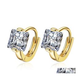 Stud Square Zircon Earring Women Copper Gold Plating Hoop Earrings Party Jewelry Drop Delivery Otvfi