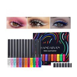 Eyeliner Handaiyan 12 Colour Colorf Set Matte Quick Dry Easy To Wear Longlasting Without Smudging Makeup Eyeliners Drop Delivery Heal Dhhhc