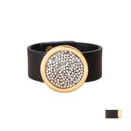 Bangle Vintage Leather Wide Punk Style Classic Wrist Bracelet Black Couple Holiday Party Jewellery Gift Drop Delivery Bracelets Otn4E