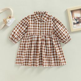 Girl Dresses Fall Spring Toddler Infant Kid Baby Girls Dress Plaid Print A-line Long Sleeve For