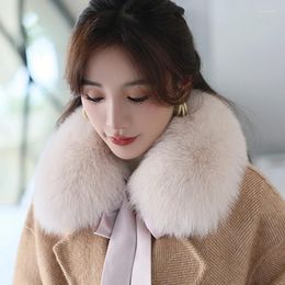Scarves Real Fur Collar For Ladies Neck Warmer Women Wool Coat Decor Winter Shawl Furry Grey