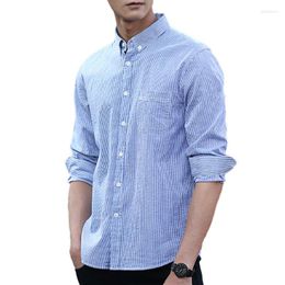 Men's Casual Shirts Quality Good Striepd Anti-wrinkle Men Shirt Button Down Long Sleeve Luxury Slim Fit Man Camisa Masculina