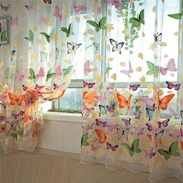 Curtain Selling 200cm X 100 Cm Butterfly Print Sheer Window Panel Curtains Room Divider For Living Bedroom Kitchen