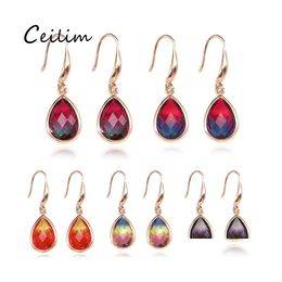 Dangle Chandelier High Quality Waterdrop K9 Crystal Earrings For Women Colorf Rhinestone Gold Copper Hook Earring Fashion Jewelry Otcys