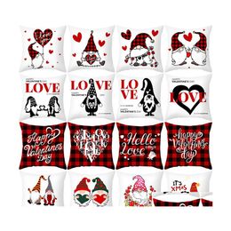 Pillow Case 45X45Cm Cartoon Valentines Day Decorative Cushion Er Pillowcase Sofa Polyester Pillower Home Decoration Wholesale Drop D Dhgb0