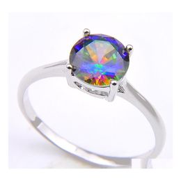 Three Stone Rings Luckyshine 10 Pieces Lot Bright Round Mticolor Mystic Topaz Gem 925 Sterling Sier For Women Men Cz Drop Delivery J Dhpro