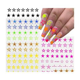 Stickers Decals Fluorescence Hollow Star Nail Art Sticker Fivepointed Decorations Diy Accessories 50 Pcs Drop Delivery Health Beaut Dhlbt