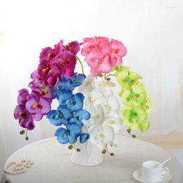 Decorative Flowers 8 Heads Artificial Butterfly Orchid Fake Phalaenopsis Bouquet Real Touch Wedding Home Decoration