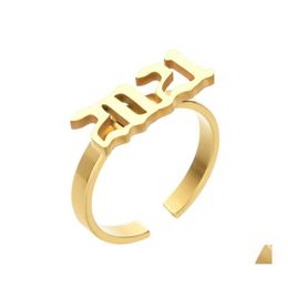 Band Rings Stainless Steel Finger Fashion 2021 Birth Year Custom Number Ring Gold Sier Rose Colour Birthday Gift Drop Delivery Jewellery Otoyd