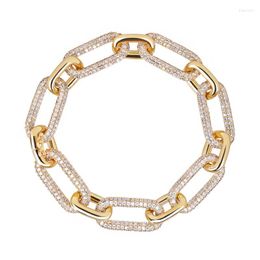 Link Bracelets Deisgn Copper Bracelet For Men Shine Zircon Cuban Chain Bangles FashionTrendsetter Cross Border Women's Creative