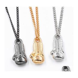 Pendant Necklaces Fashion Men Boxing Glove Stainless Steel Chains Black Sier Gold 316L Link Chain Necklace Male Drop Delivery Jewelr Otz4N