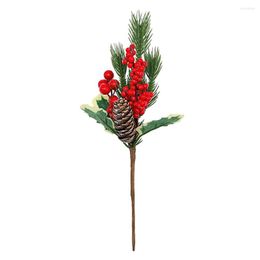 Fiori decorativi dell'anno di Natale dell'anno di pino ramo artificiali simulazione pianta pianta di schiuma durevole giardino adornment finto rosso