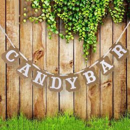 Party Decoration CANDY BAR Letters Kraft Paper Cardboard Bunting Banner Pull Flowers For Wedding Birthday Baby Shower Customised Flag