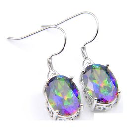 Dangle Chandelier Holiday Jewellery Gift Luckyshine Rainbow Mystic Topaz 925 Sier Plated High Qualit Classic For Women Colorf Zircon Dhdpi