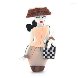 Brooches Wuli&baby Acrylic Carry Bag Lady For Women 2-color Modern Dress Girl Brooch Pin Gifts