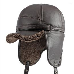 Berets Winter Warm Velvet Thickening Bomber Hats Cold Proof Earmuffs Caps For Men Trucker Male Bone Snapback Cap