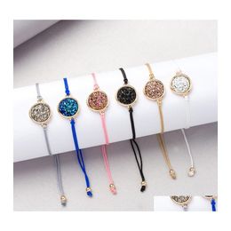 Charm Bracelets Fashion Druzy For Women Healing Crystal Stone String Rope Chains Warp Bangle Female Diy Jewellery Gift Drop Delivery Otnwu