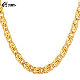 Chains Snail Necklace For Men Yellow Gold Colour Chain 316L Stainless Steel Link Wholesale 6mm Wide Jewellery N202G