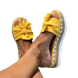Slippers Women Summer Sandals Bowknot With Thick Soles Platform Female Beach Shoes AIC88