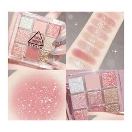 Eye Shadow 9 Color Pressed Matte Glitter Palette Waterproof Longlasting Eyeshadow Pigment Diamond Shimmer Nude Shiny Makeup Drop Del Dhd8V