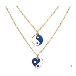 Pendant Necklaces Fashion Jewellery Love Heart Statement Taiji Bagua Charm For Lovers Colar Men Women Drop Delivery Pendants Otifj