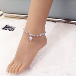 Anklets Exquisite Shining Rhinestone Love Pendant Foot Chain Bohemian Wind Ladies Fashion Crystal Ankle Claw Jewellery Gift