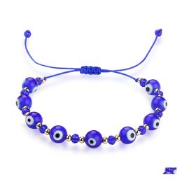 Link Chain Handmade Colorf Evil Blue Eye Bracelet Link Lucky Rope Crystal Beads Bracelets For Women Girls Drop Delivery Jewellery Ot9K7