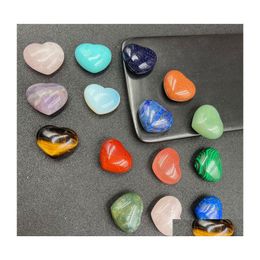 Stone 32Mm Natural Crystal Heart Statue Carving Ornamen Figurines Reiki Healing Collection Jewelry Quartz Home Decor Drop Delivery Dhpwy