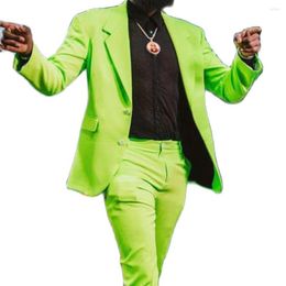 Men's Suits Casual Notch Lapel Blazer Trousers Men Sets Green Tailored Fashion Costume Party Wear Clothing Slim Fit 2Pcs Jacket Pants