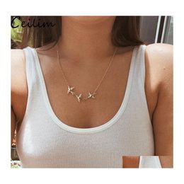 Pendant Necklaces Fashion Retro Sier Bird Necklace For Women Wedding Jewellery Swallow Sparrow Centred Delicate Wholesale Drop Delive Ot8Tw