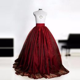 Skirts Dramatic Burgundy Long Womens Super Puff Organza Ball Gown Bridal Skirt For Wedding 2023 Eye-Catching Adult SkirtsSkirts