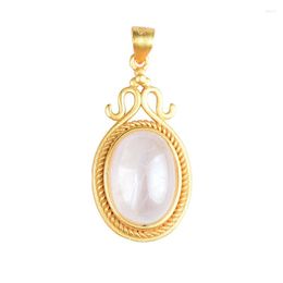 Pendant Necklaces Wholesale Blue Moonstone Natural Stone Pendants Vintage Personality DIY Chain Necklace Lucky For Women Fashion Jewelry
