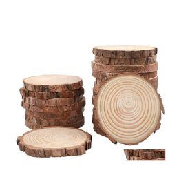 Christmas Decorations Natural Wood Slices 30Pcs 3.54.0 Inches Round Circles Unfinished Tree Bark Log Discs For Crafts Ornaments Diy Dhm6G