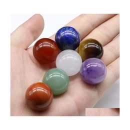 Stone 20Mm Natural Loose Beads Amethyst Rose Quartz Turquoise Agate 7 Chakra Diy Nonporous Round Ball Yoga Healing Guides Drop Deliv Dh4Lo