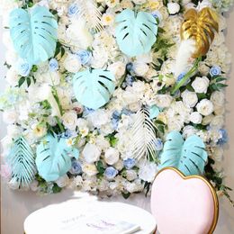 Decorative Flowers 50 Cm Blue Artificial Flower Wall Silk Milan Turf Party DIY Wedding Background Decor Rose Hydrangea Peony Luxury