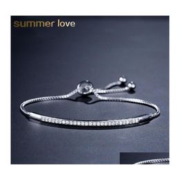 Charm Bracelets Fashion Gold Bracelet For Women Girl Dainty Bar Slider Cz Zircon Party Jewellery Gifts Drop Delivery Ot1Ox