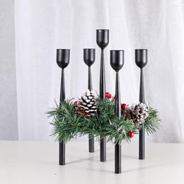 Candle Holders 1 Lot Christmas Iron Candlestick Santa Claus Snowflake Elk Star Tree Holder Home Xmas Year Table Ornament