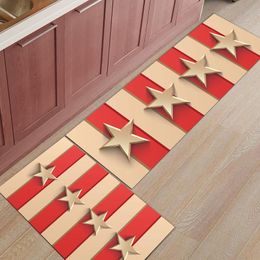 Carpets Independence Day Stripes Pentagram Kitchen Rug Home Decoration Floor Mat In The Room Anti-Slip Bathroom Carpet Door Mats Outdoor