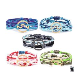 Charm Bracelets Bohemian Gold Wave Bracelet For Women Mtilayer Weaving String Rope Chains Mens Bangle Fashion Boho Jewelry Gift Drop Otiyr